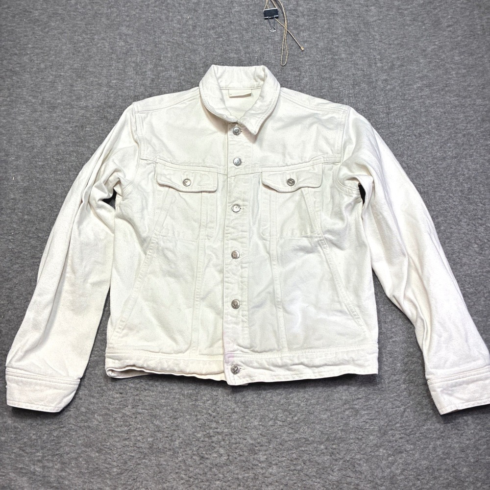 Aime Leon Dore Denim Jacket Womens Medium White Cotton‎ Trucker Distressed
